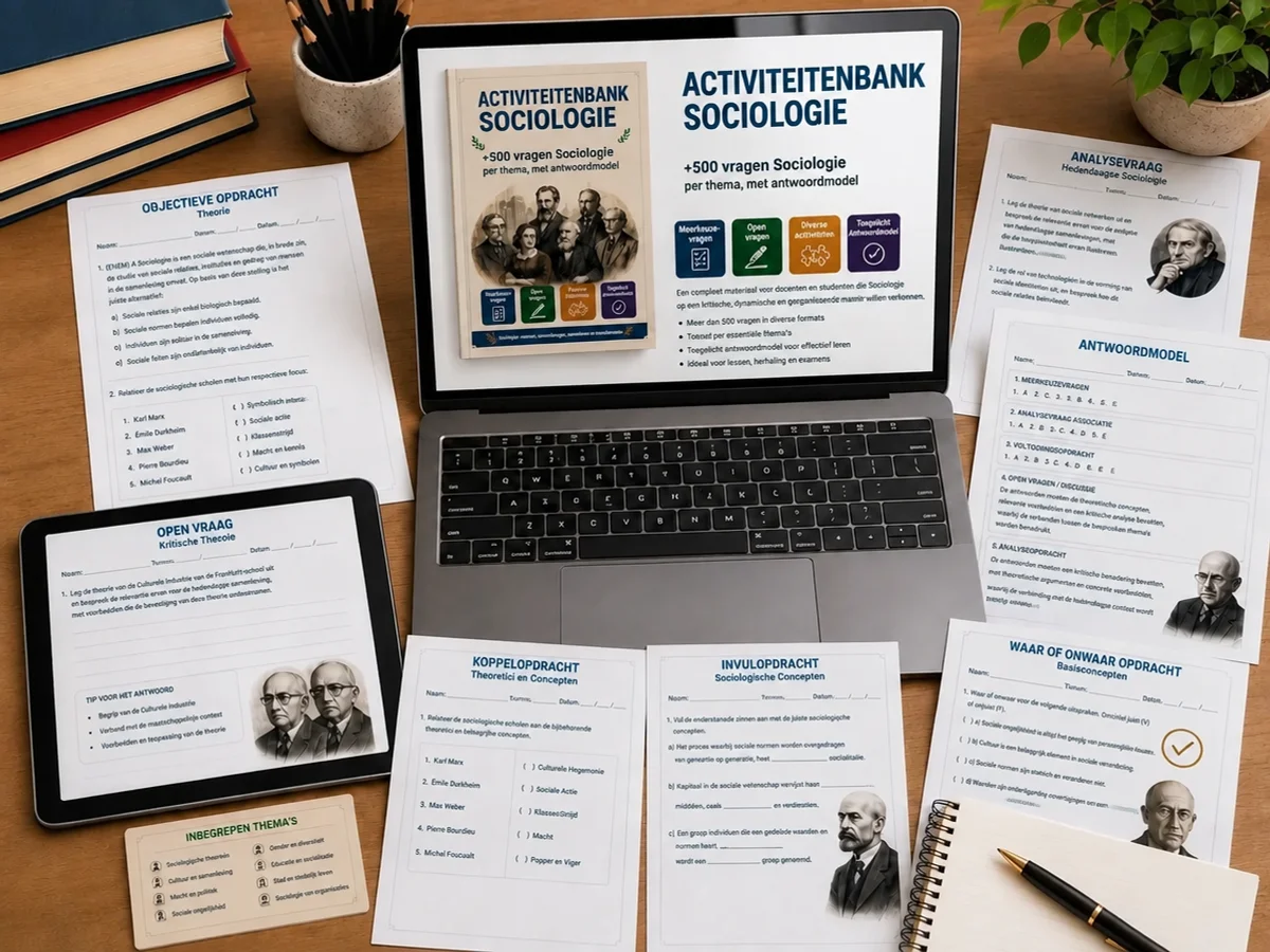 Echte weergave van de opdrachtenbank Filosofie en Sociologie met antwoordmodellen
